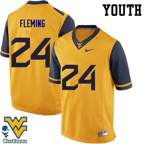 NCAA Youth Maurice Fleming West Virginia Mountaineers Gold #24 Nike Stitched Football College Authentic Jersey EM23W61YT